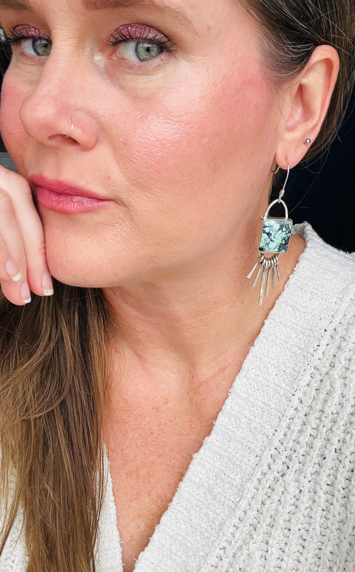 Sterling Silver Tassels with New Lander Turquoise