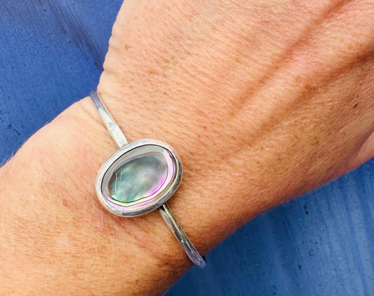 Simple Abalone Stacker Cuff w/scratches