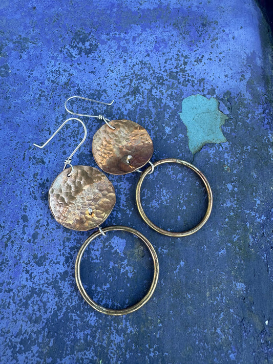 Brass and Sterling Silver Earrings