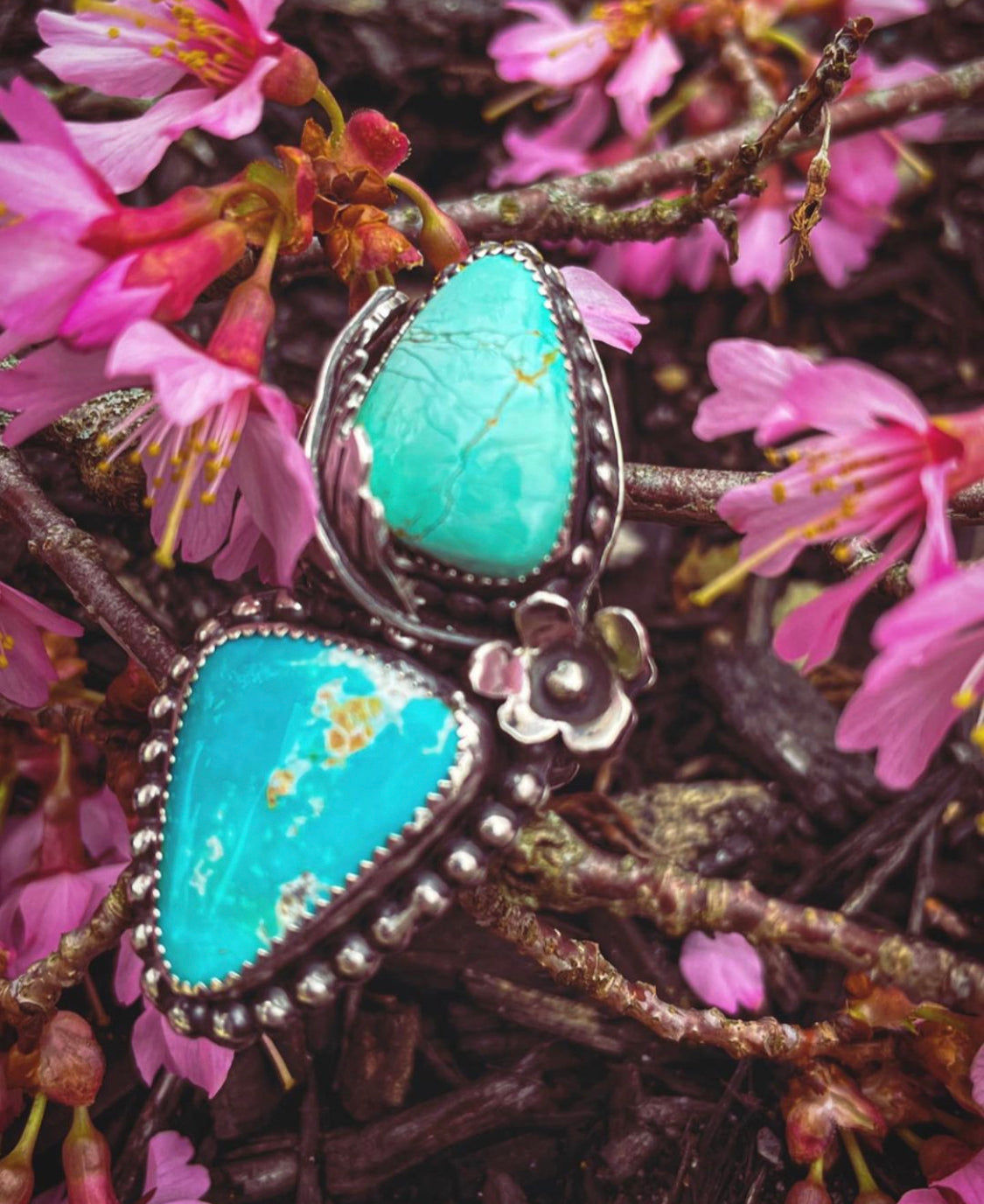 Fox Turquoise and #8 Mine Turquoise Split Shank Ring