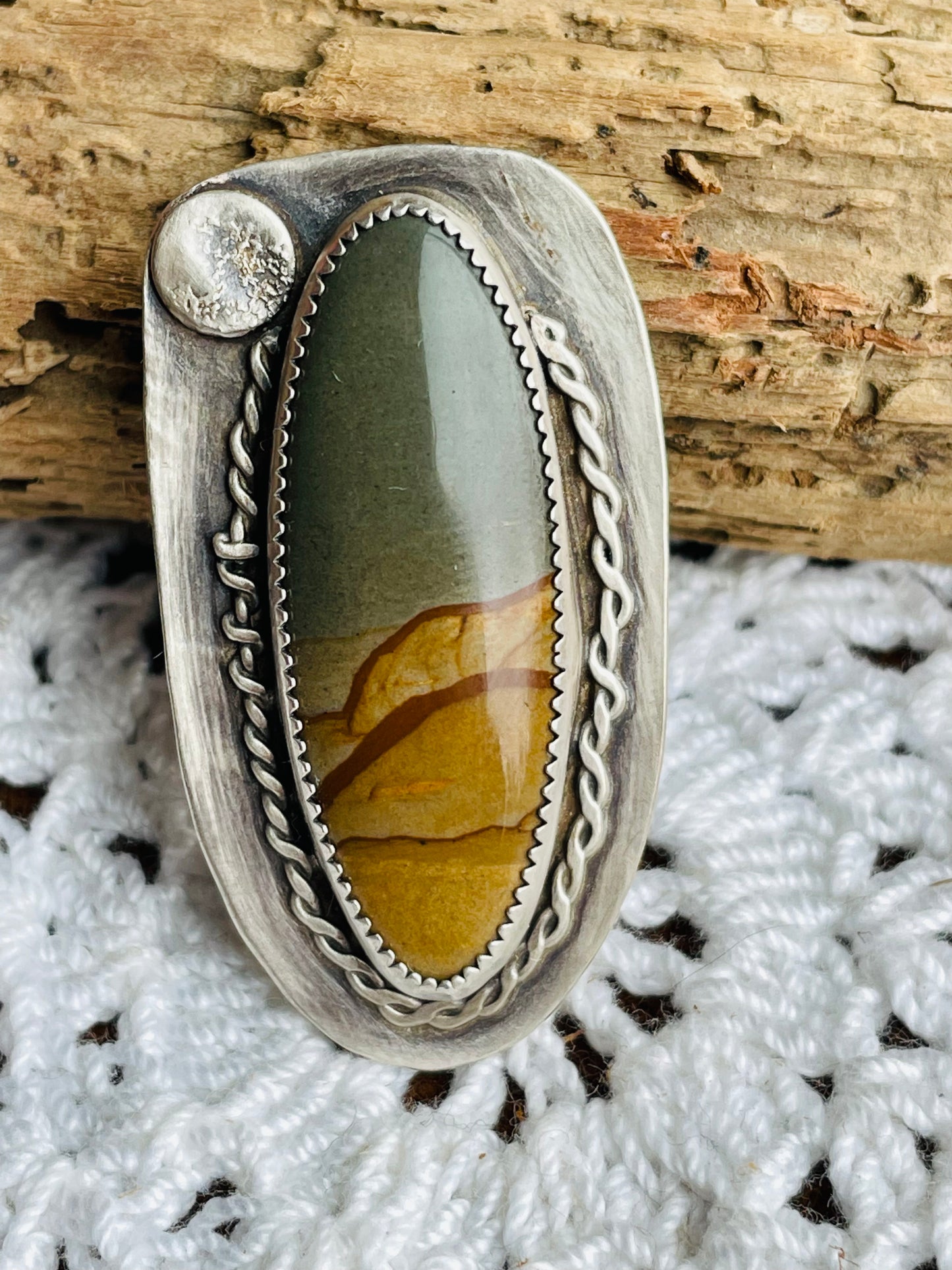 Sterling Silver Ring set with Landscape Jasper (Size 7)