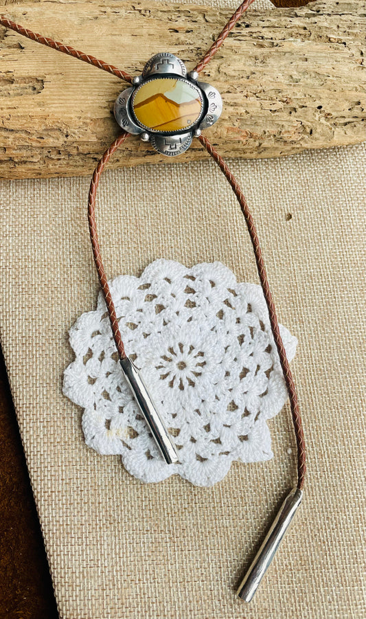 Picture Jasper Leather Bolo