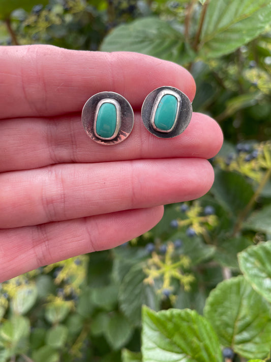 Turquoise and Silver Stud Earrings