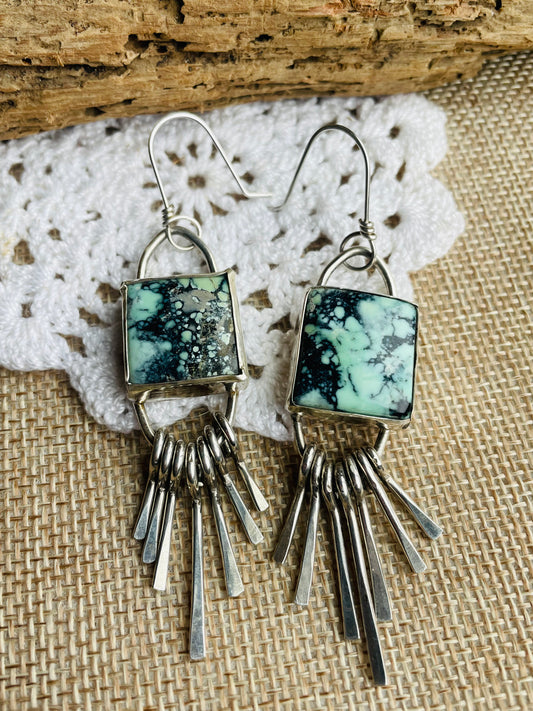 Sterling Silver Tassels with New Lander Turquoise