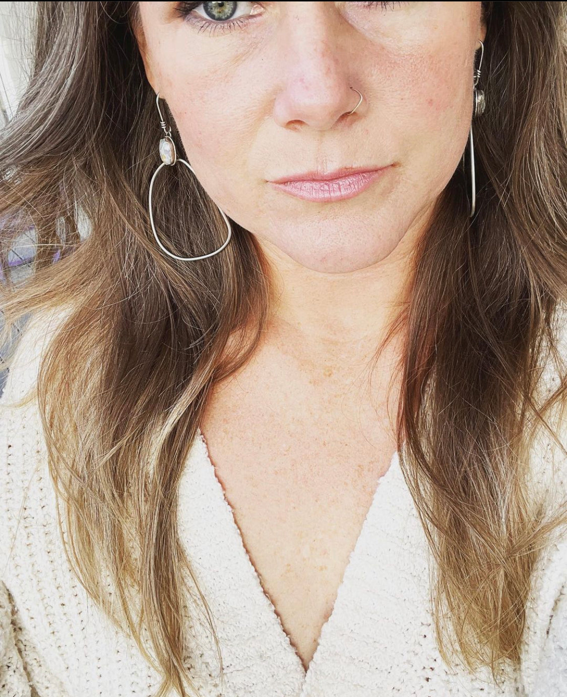 Hand-Formed Lace Agate Hoops