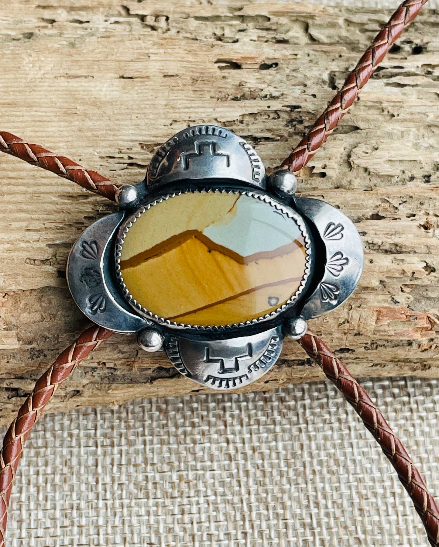 Picture Jasper Leather Bolo